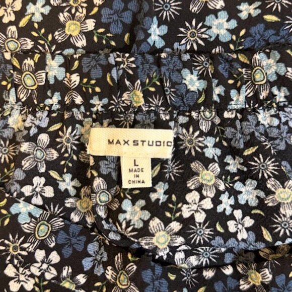 Blue Floral Wrap High-Low Midi Skirt – Max Studio, Size L - Picture 5 of 7